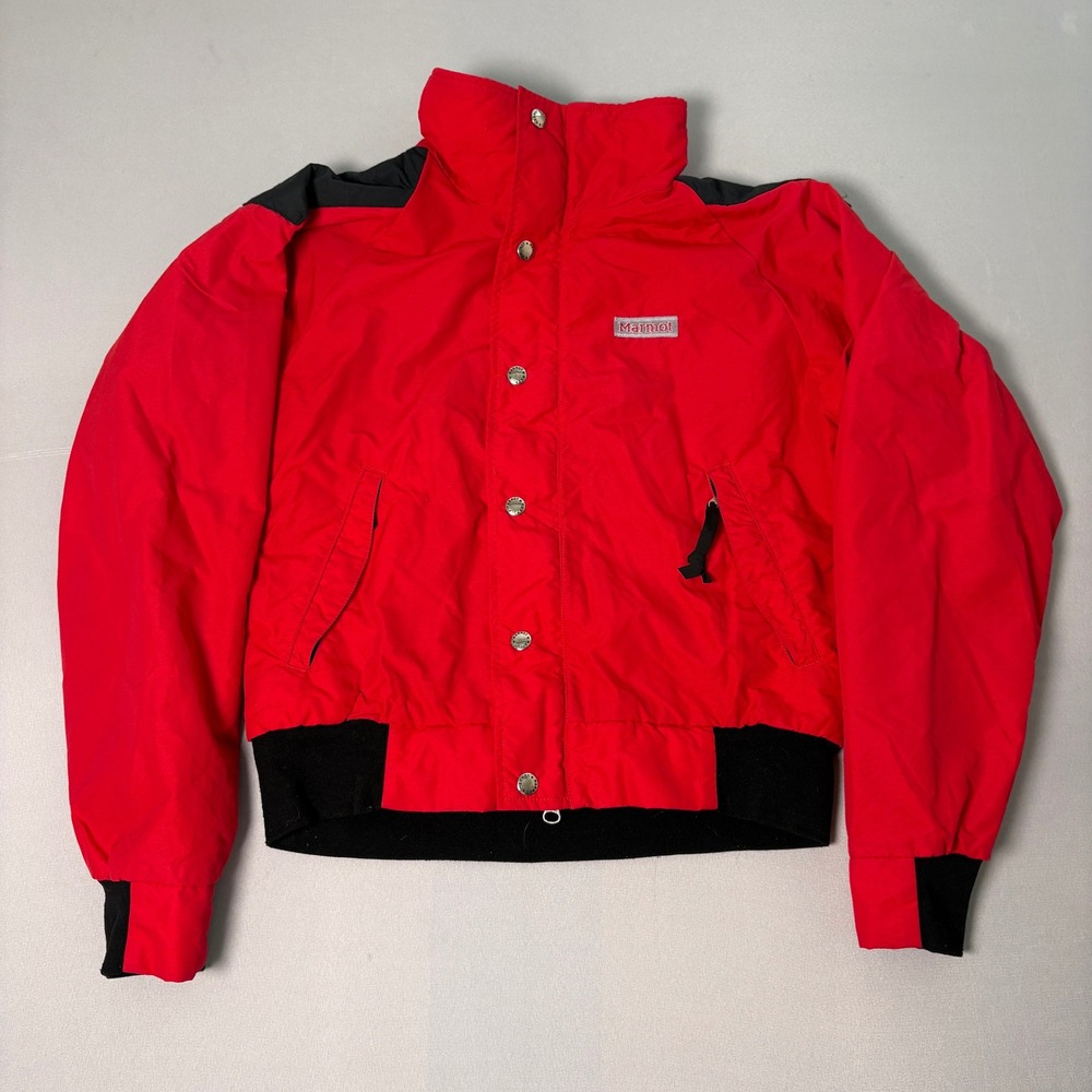 Vintage Marmot DriZone Bomber Jacket Mens XS Red Black Made in USA Gorpcore